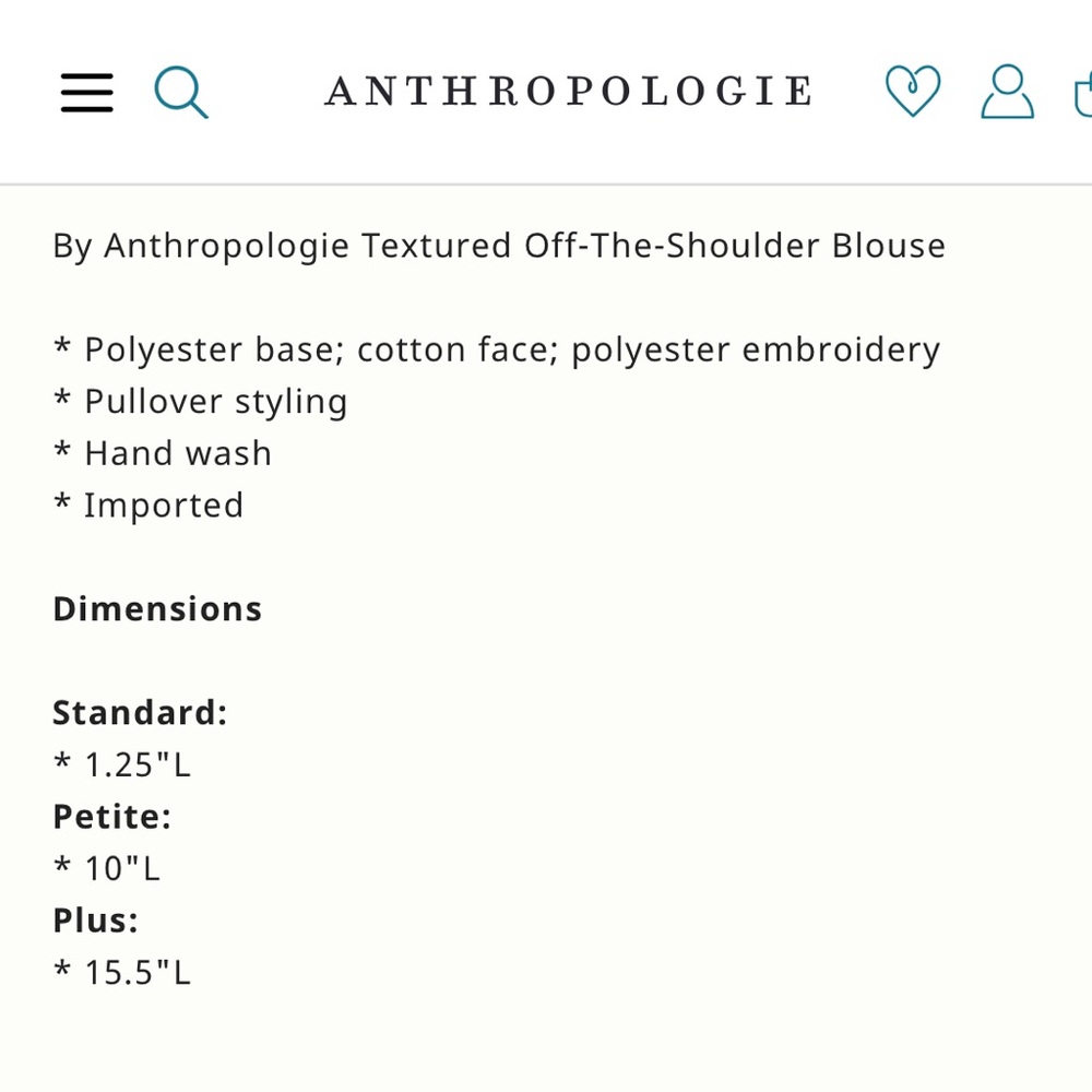 NWOT Anthropologie Textured Ivory Mesh Lace Off The Shoulder Top Blouse - XL - Picture 15 of 16
